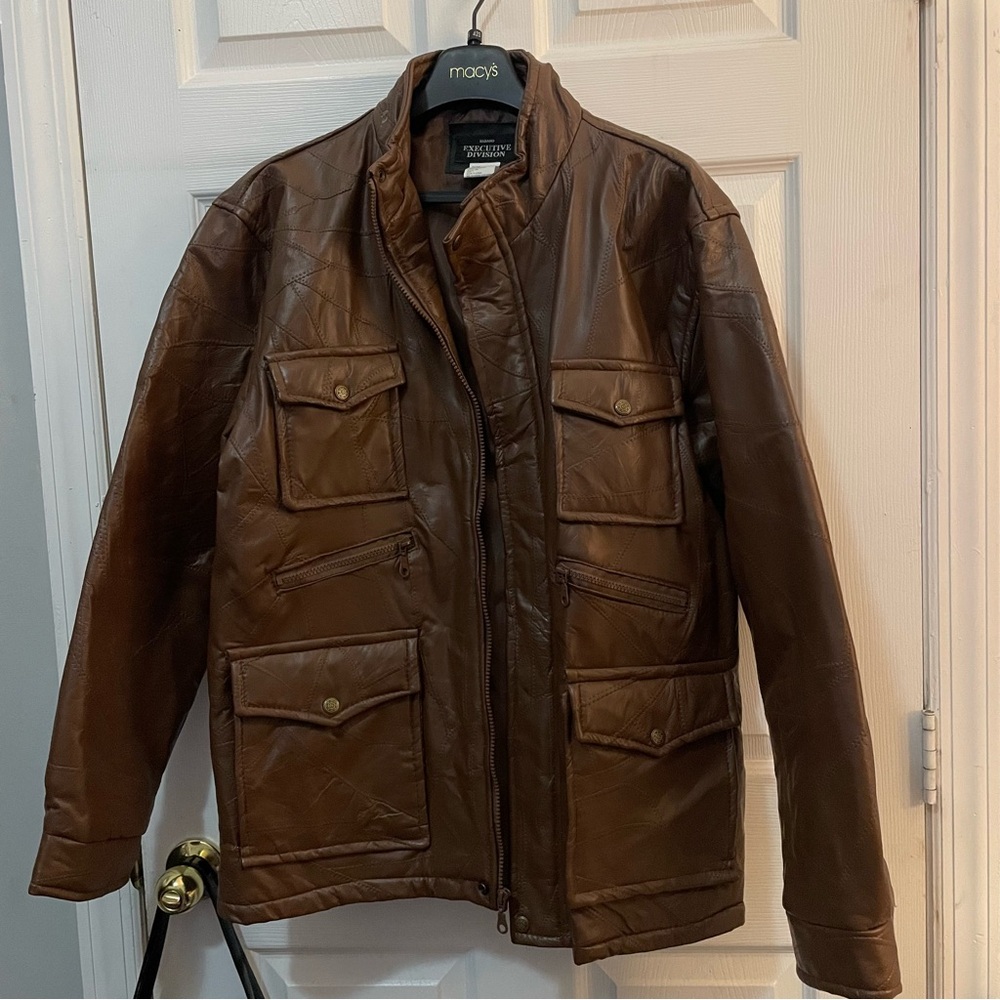 Haband Brown Quilted Leather Field Jacket